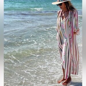 NWT Boo Gemes Peyton 100% Cotton Caftan Fiesta Multi Sz Small